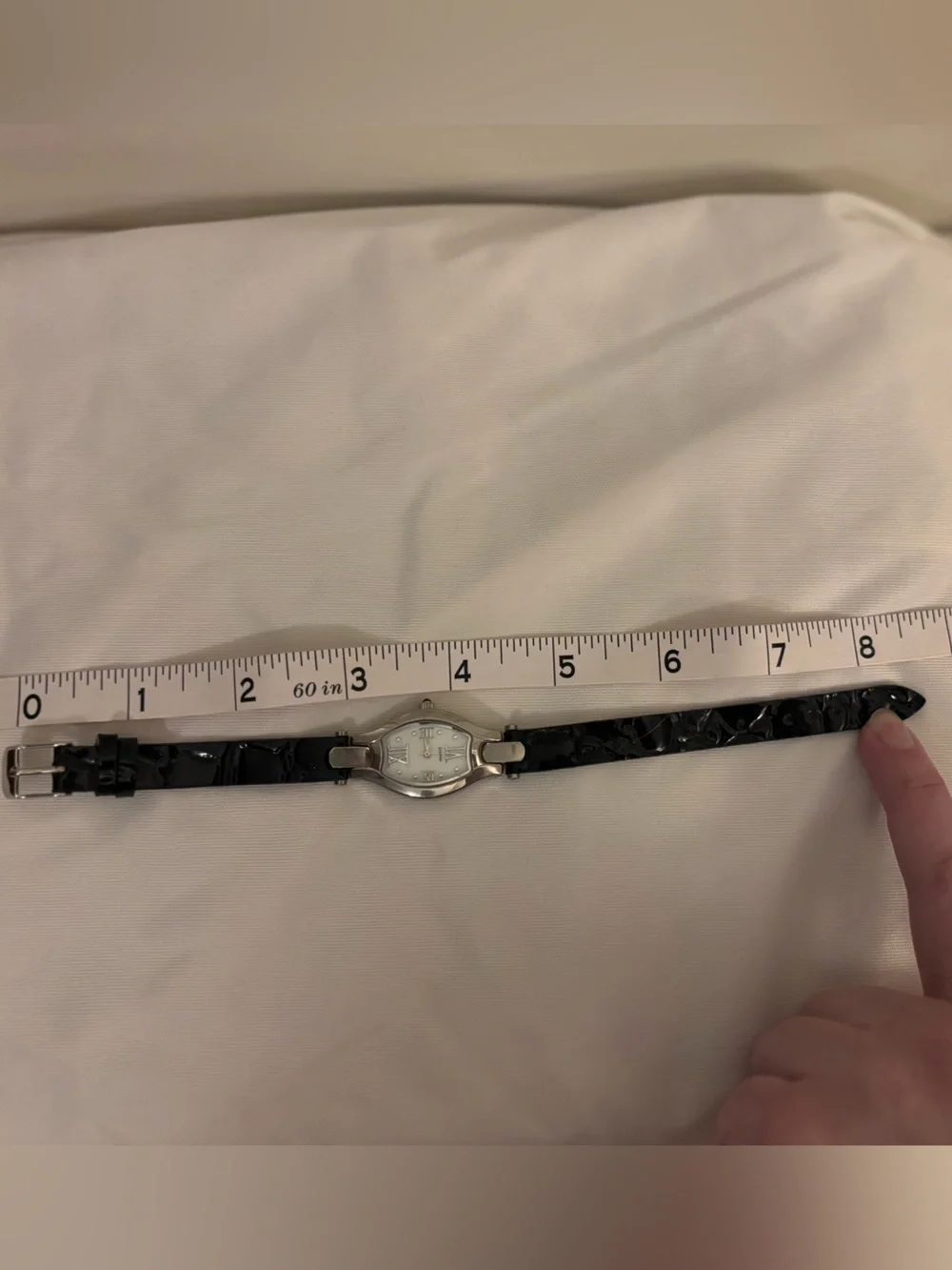Coldwater Creek Black Leather Strap Women's Watch - Silver Case
